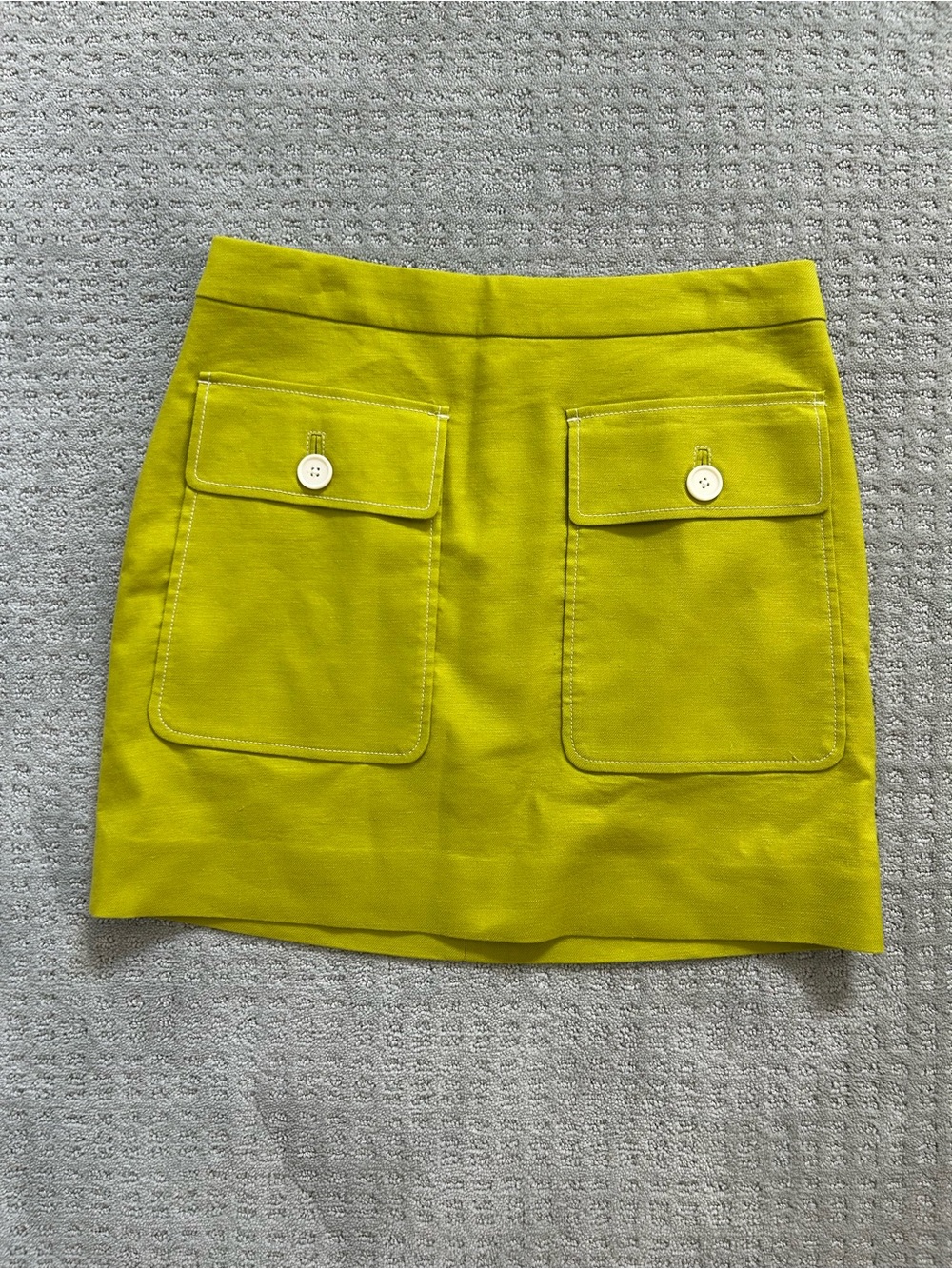 J. Crew Chartreuse Mini Skirt with Front Flap Pockets